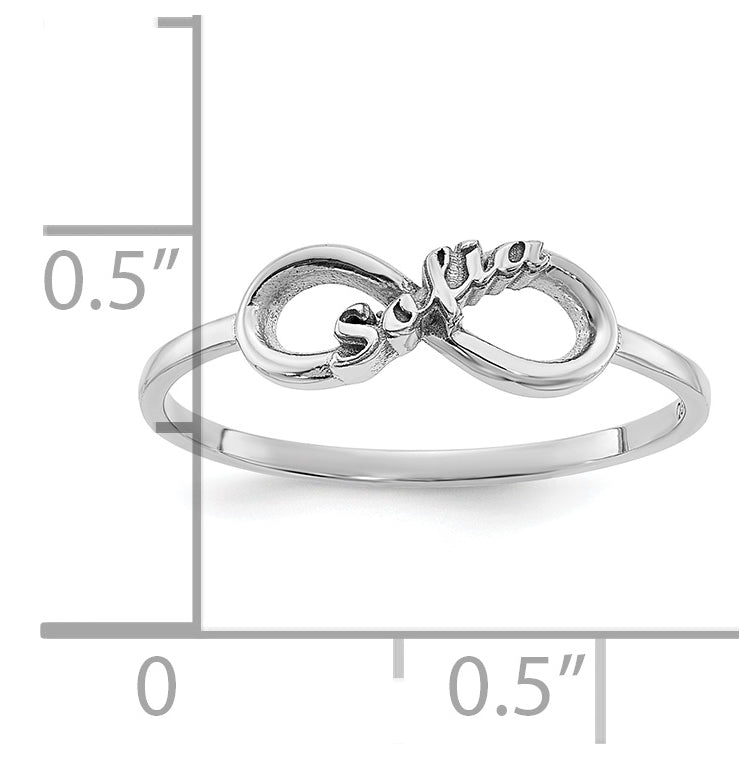 10K White Gold Personalized Infinity Name Ring