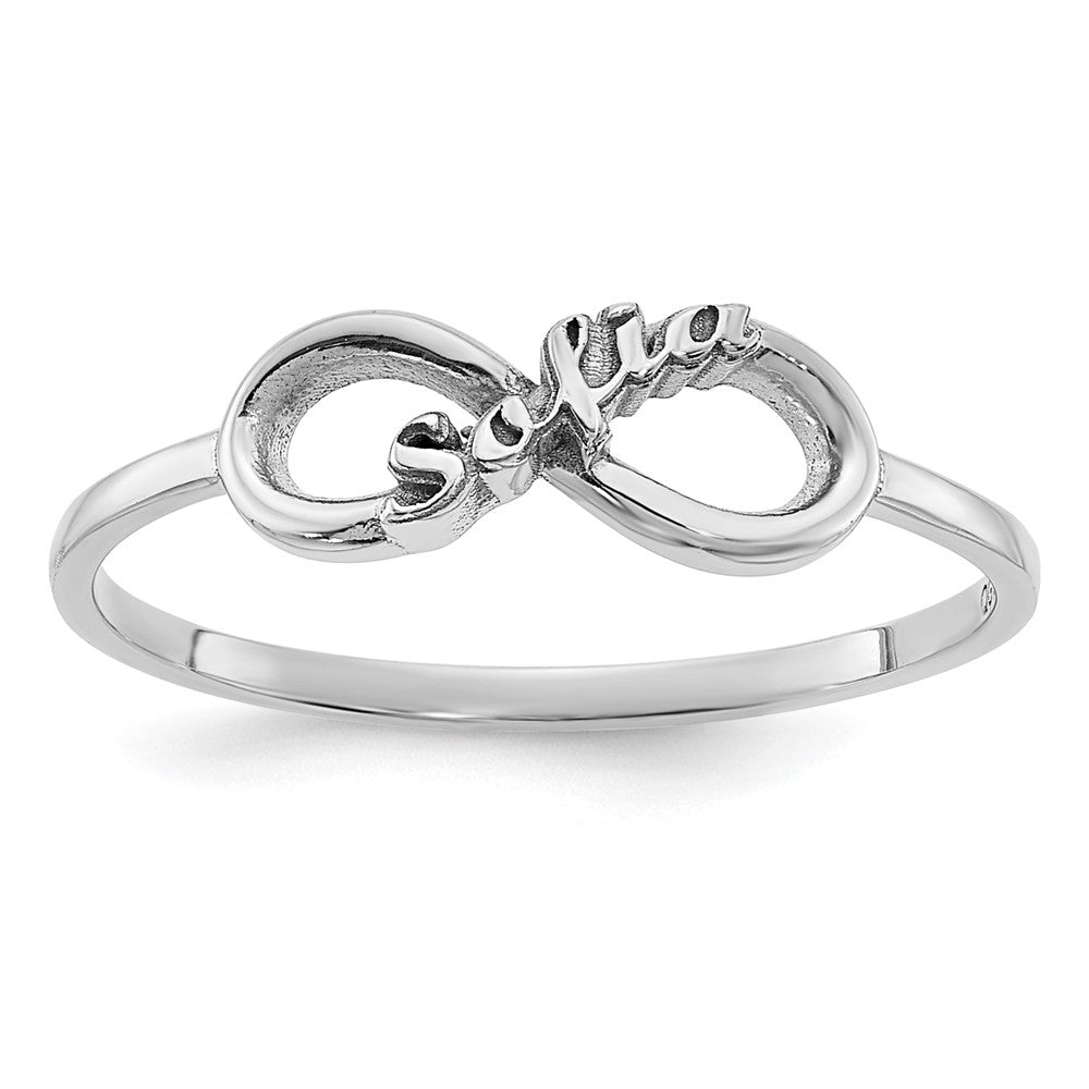 Sterling Silver Rhodium plated Infinity Name Ring