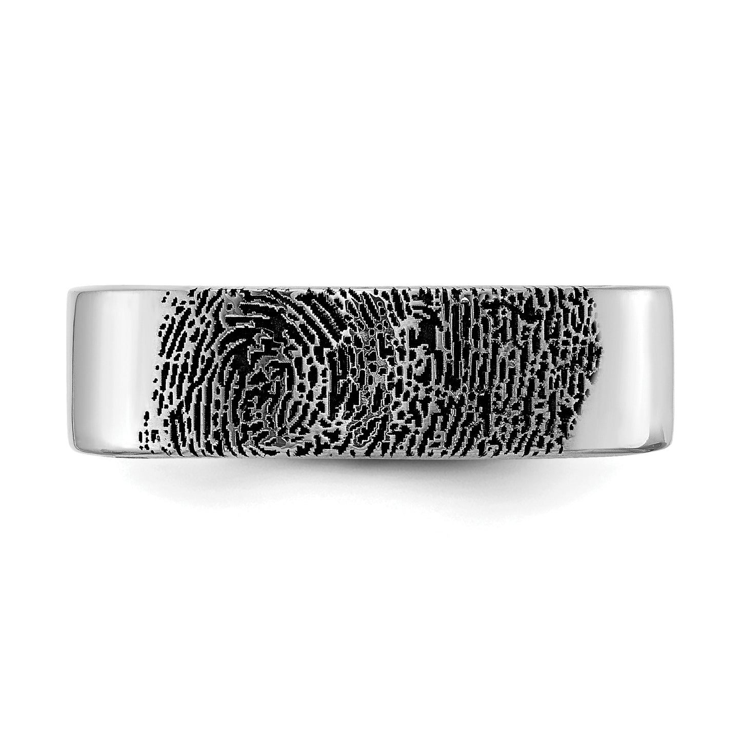 14K White Gold Fingerprint Ring