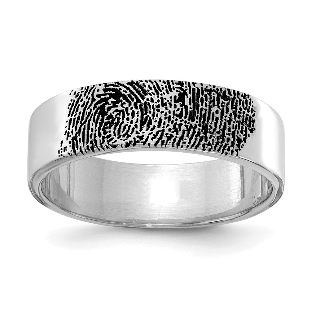 14K White Gold Fingerprint Ring