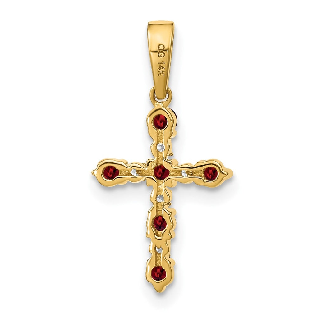 14K Yellow Or White Gold Diamond Cross Pendant