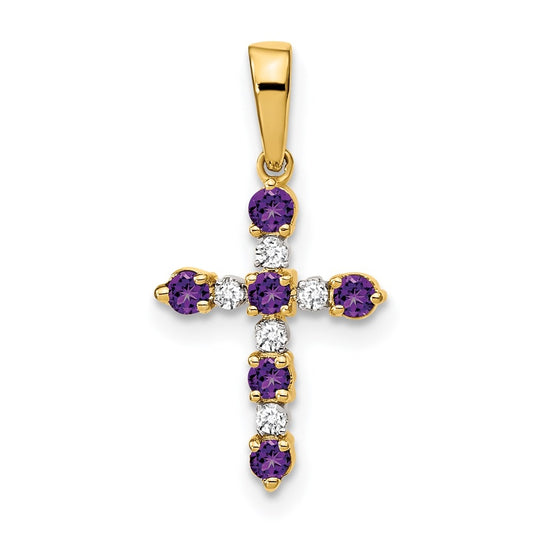 14K Yellow Or White Gold Diamond Cross Pendant