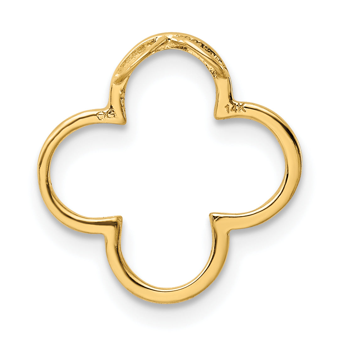 14K Yellow Gold Small Quatrefoil Design Chain Slide