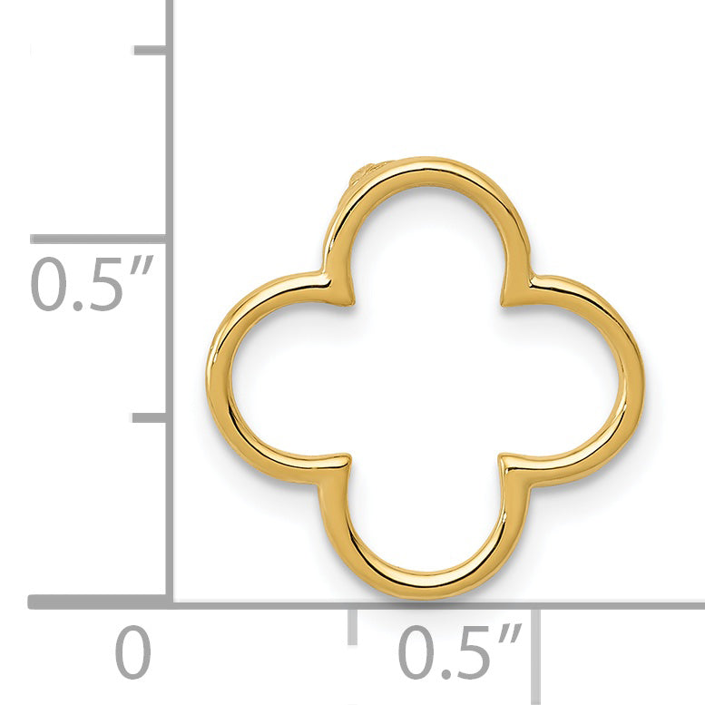 14K Yellow Gold Small Quatrefoil Design Chain Slide