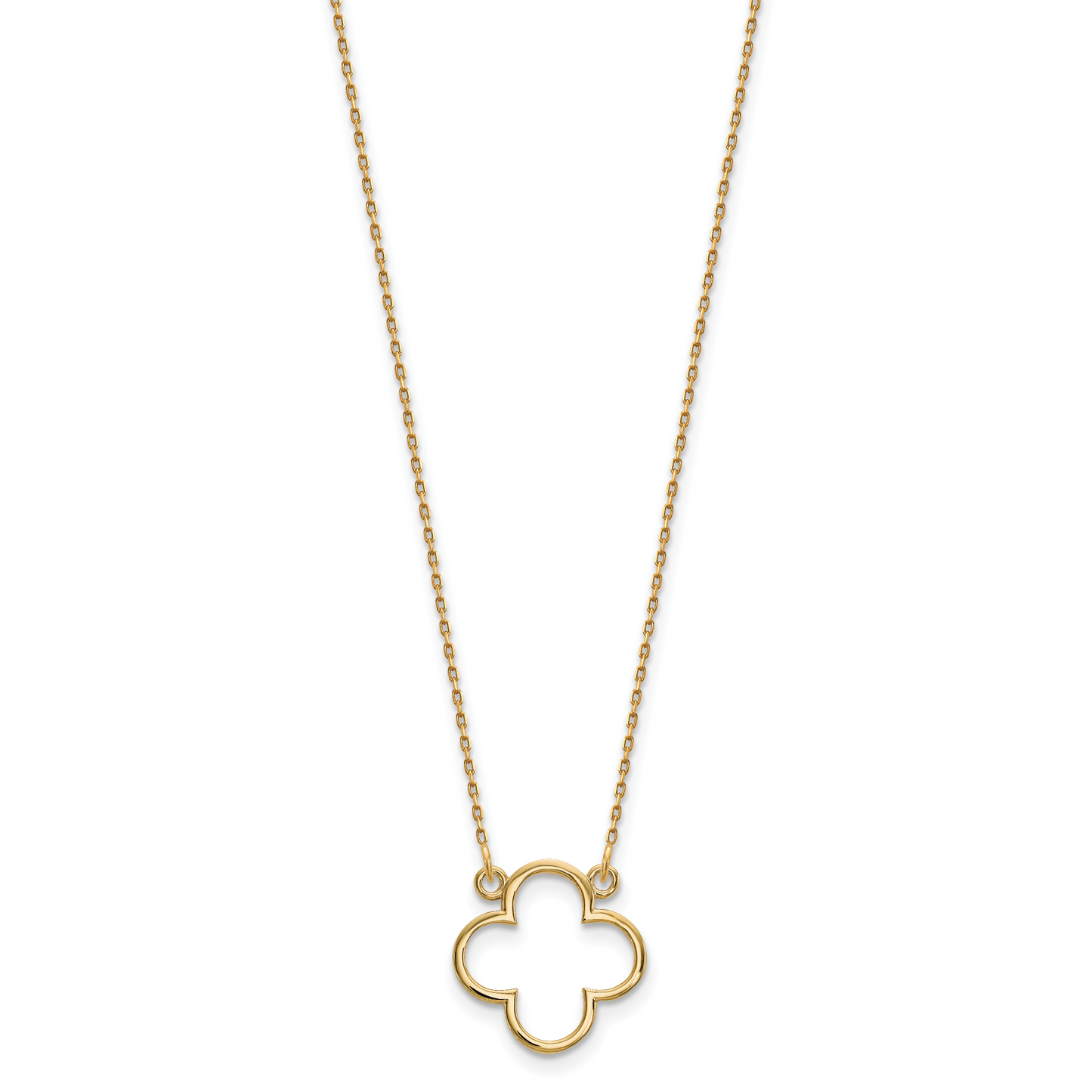 14K Yellow Gold Small necklace Quatrefoil Design