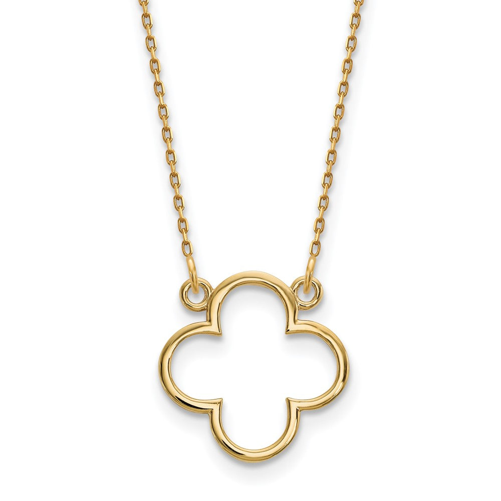 14K Yellow Gold Small necklace Quatrefoil Design