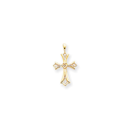 14K Yellow Gold A Diamond cross pendant – Elegant Jewelry Gift for Birthday, Anniversary, Engagement, Wedding