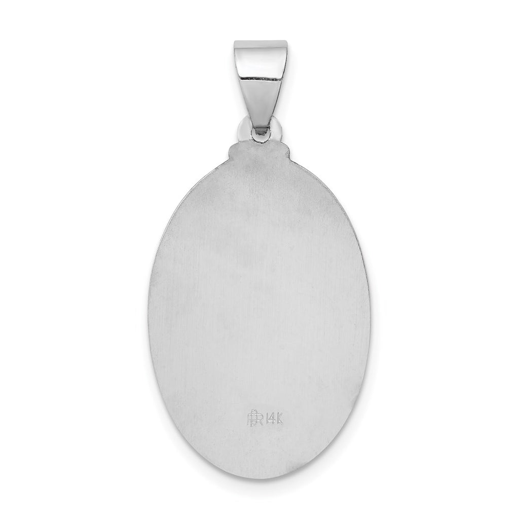 14K White Gold Polish/Satin Sacred Heart Jesus Hollow Pendant – Elegant Jewelry Gift for Birthday, Anniversary, Engagement, Wedding