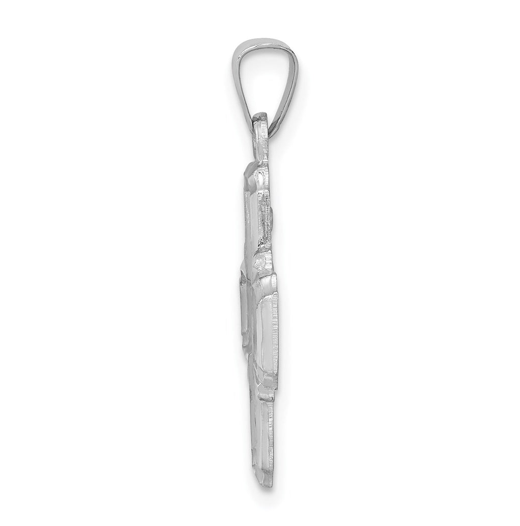 14k White Gold Polished / Satin Four Way Medal Hollow Pendant – Elegant Jewelry Gift for Birthday, Anniversary, Engagement, Wedding