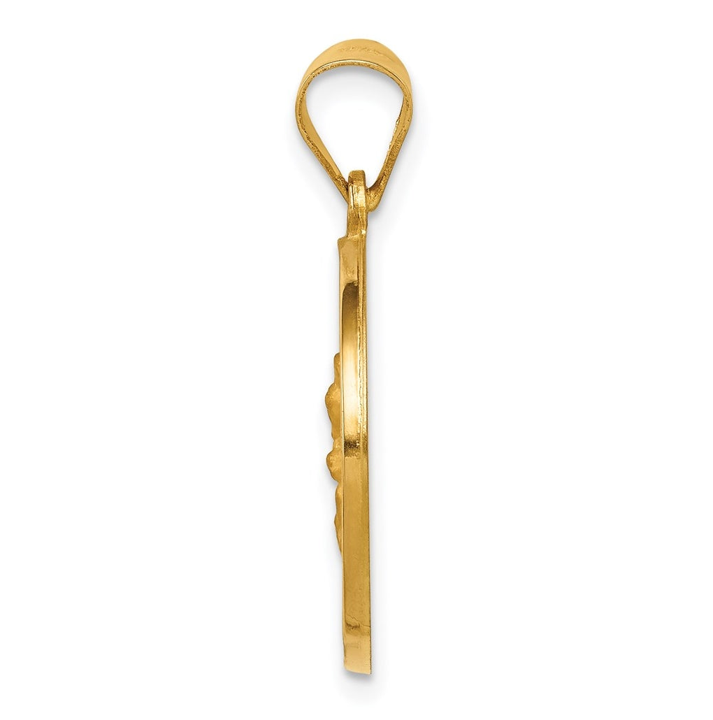 14K Yellow Gold Hollow Polished/Satin Spanish Perpetuo Socorro Medal – Elegant Jewelry Gift for Birthday, Anniversary, Engagement, Wedding
