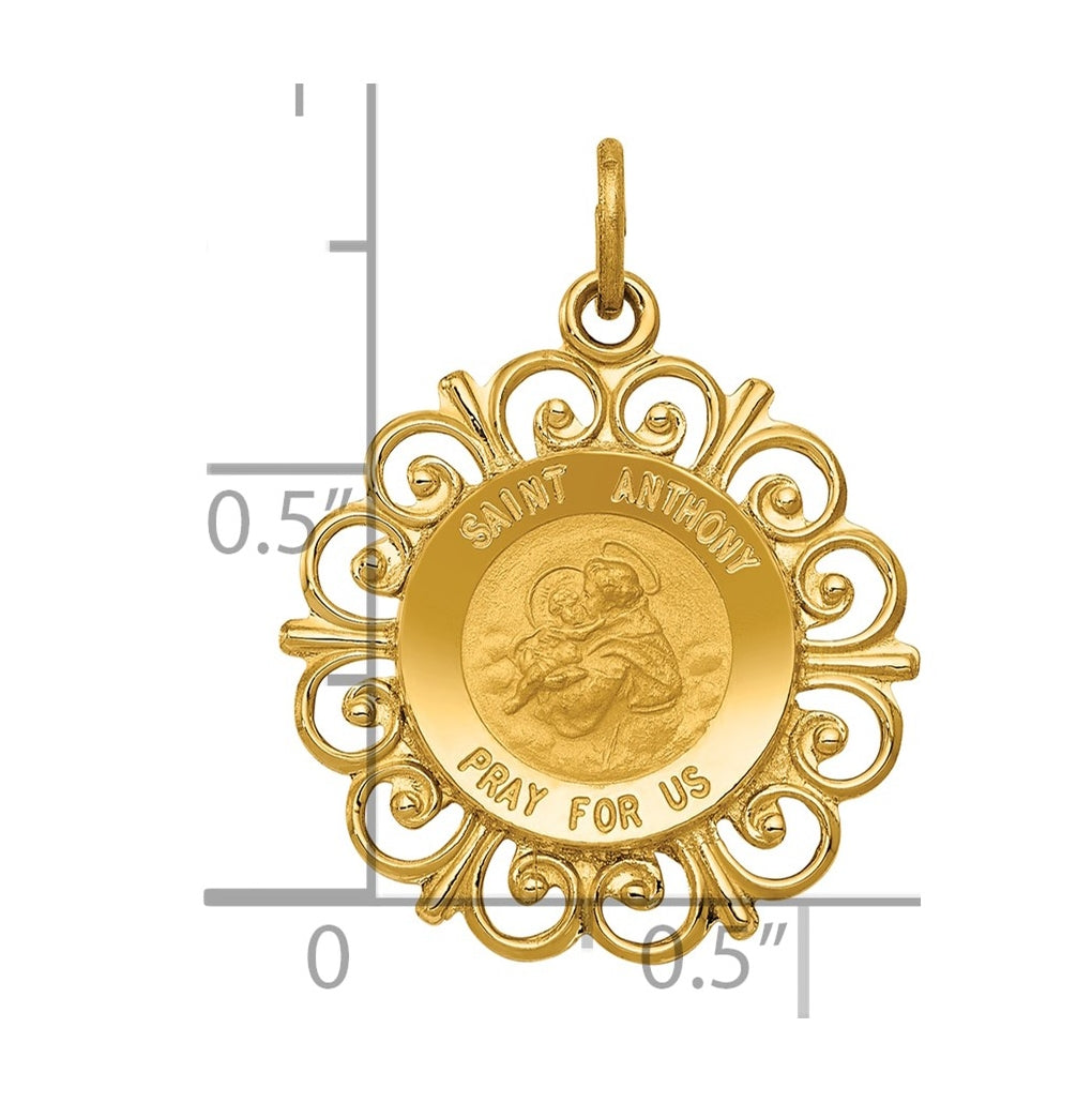 14K Yellow Gold Saint Anthony Medal Charm – Elegant Jewelry Gift for Birthday, Anniversary, Engagement, Wedding
