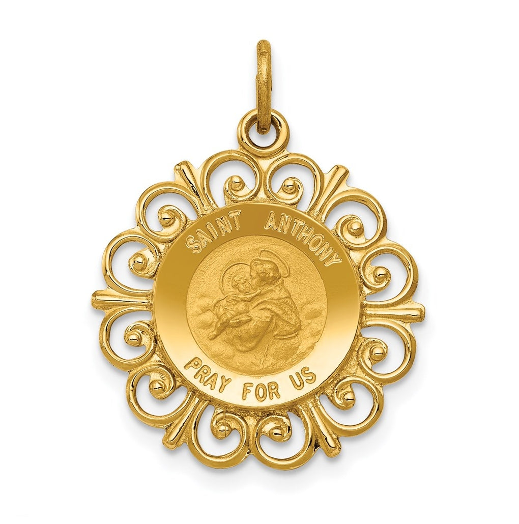 14K Yellow Gold Saint Anthony Medal Charm – Elegant Jewelry Gift for Birthday, Anniversary, Engagement, Wedding
