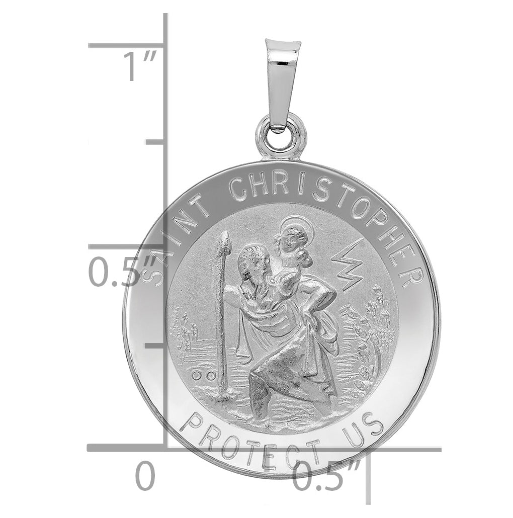 14k White Gold Saint Christopher Medal Pendant – Elegant Jewelry Gift for Birthday, Anniversary, Engagement, Wedding