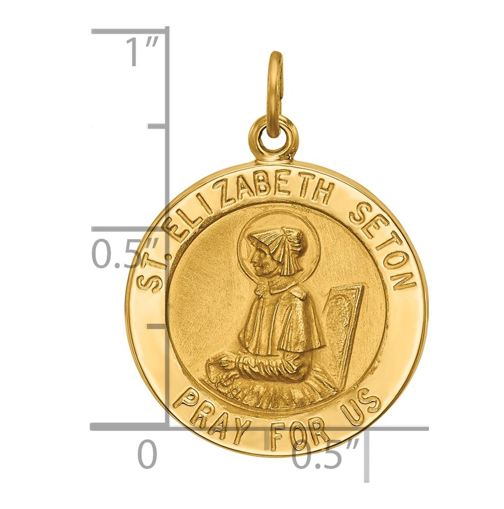 14K Yellow Gold Saint Elizabeth Seton Medal Pendant – Elegant Jewelry Gift for Birthday, Anniversary, Engagement, Wedding