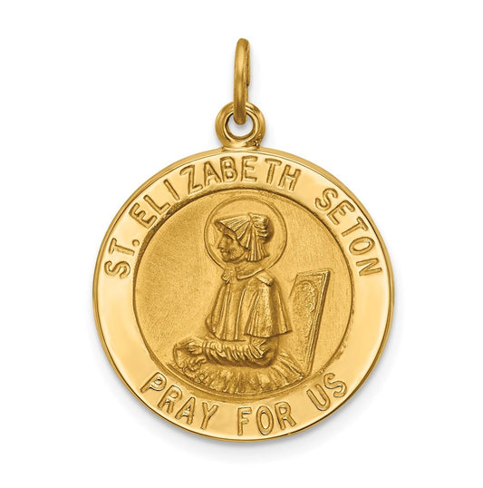 14K Yellow Gold Saint Elizabeth Seton Medal Pendant – Elegant Jewelry Gift for Birthday, Anniversary, Engagement, Wedding