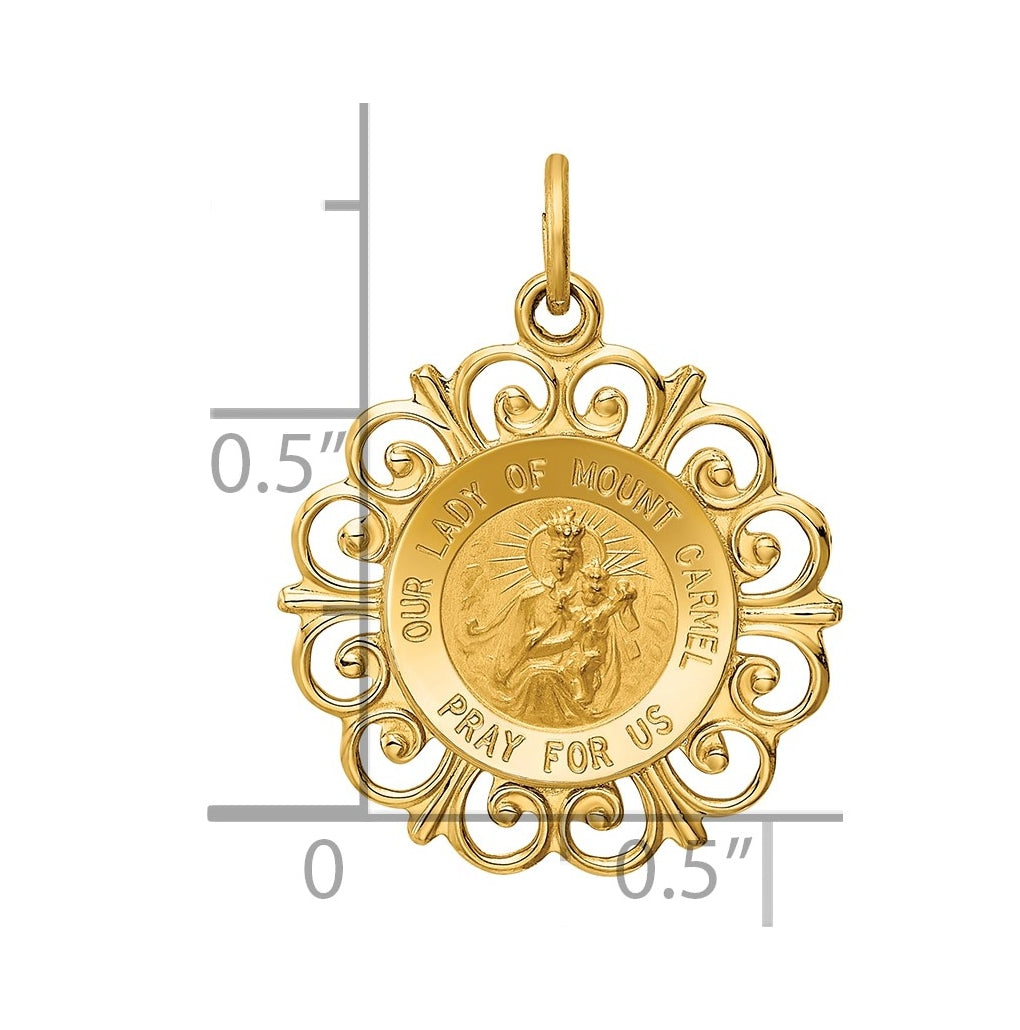 14K Yellow Gold Our Lady of Mt. Carmel Medal Charm – Elegant Jewelry Gift for Birthday, Anniversary, Engagement, Wedding