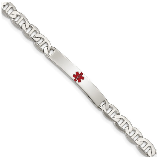 Sterling Silver Polished Medical Anchor Link ID Bracelet – Elegant Jewelry Gift for Birthday, Anniversary, Engagement, Wedding