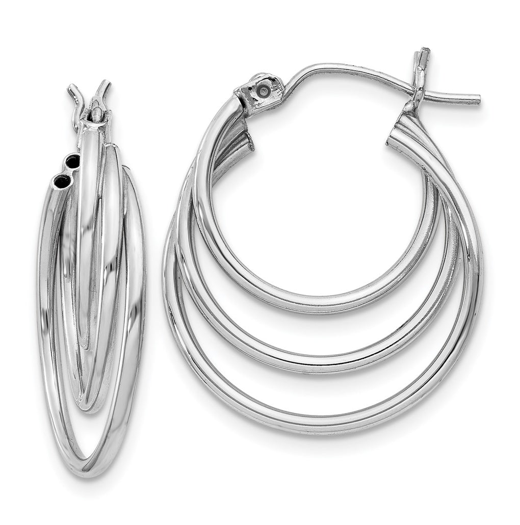14k White Gold Triple Hoop Earrings – Elegant Jewelry Gift for Birthday, Anniversary, Engagement, Wedding