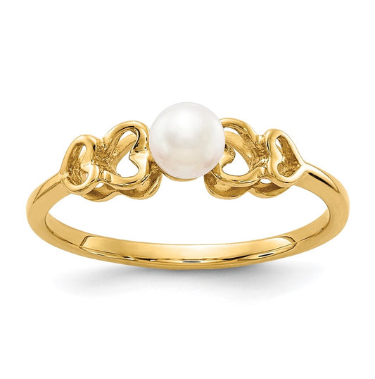 14K Yellow Gold 4mm FW Cultured Pearl Ring
