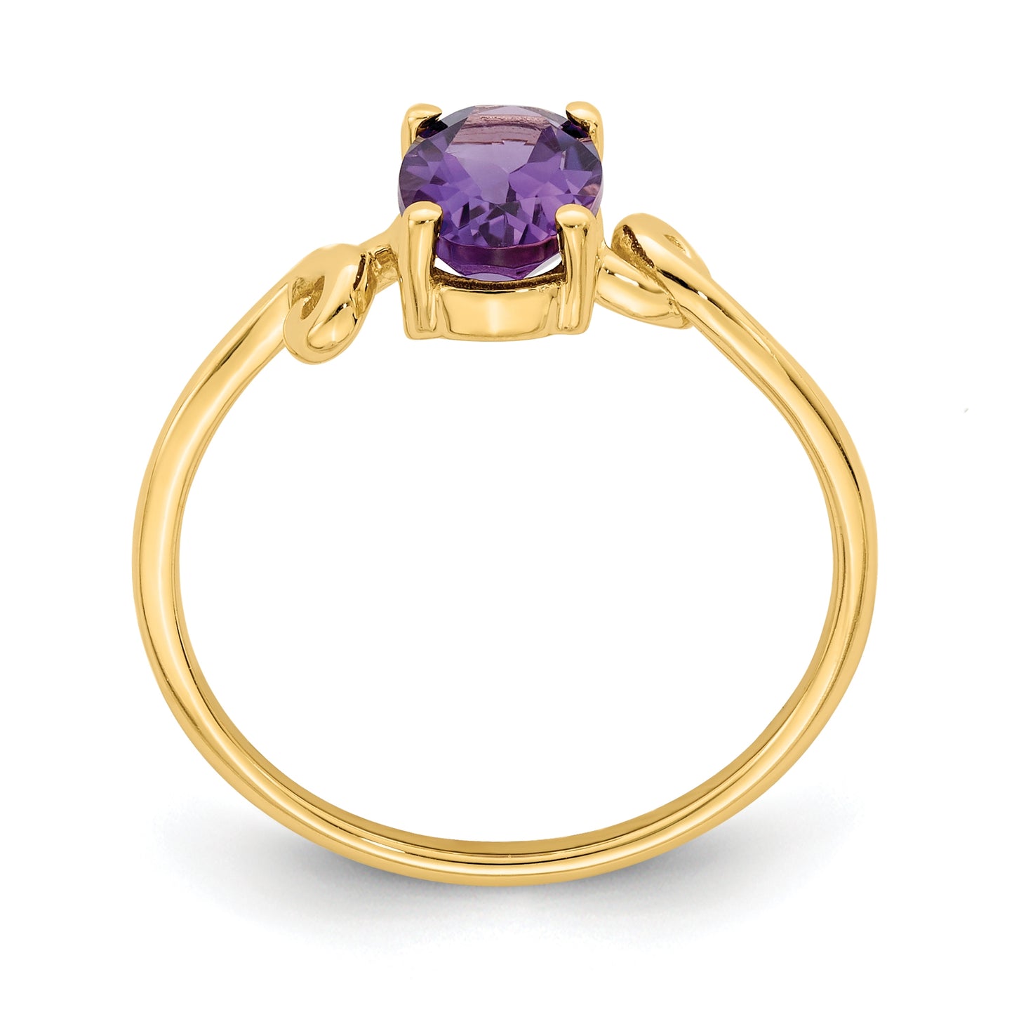 14K Yellow Gold 7x5 mm Oval Amethyst ring