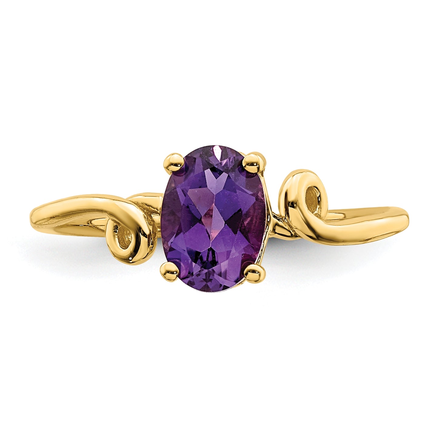 14K Yellow Gold 7x5 mm Oval Amethyst ring