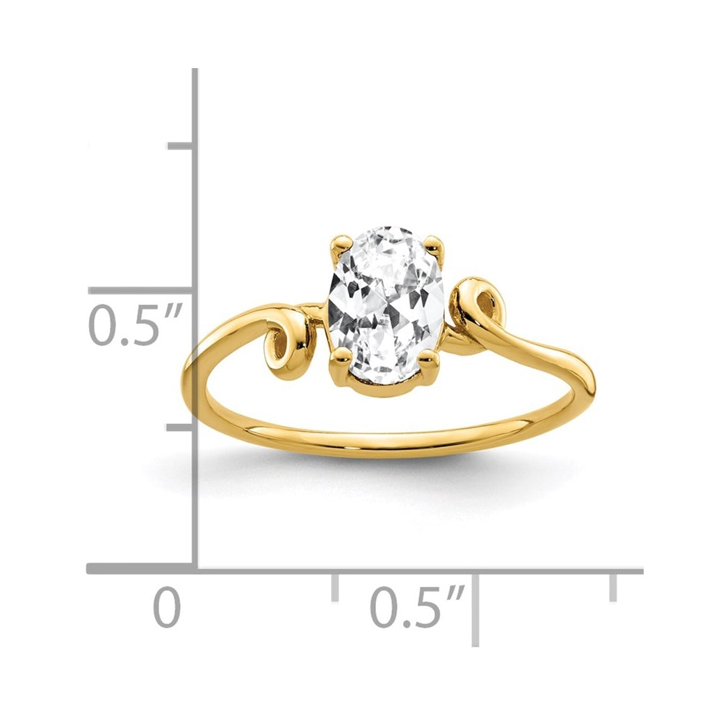 14k Yellow Gold 7x5mm Oval Cubic Zirconia Ring