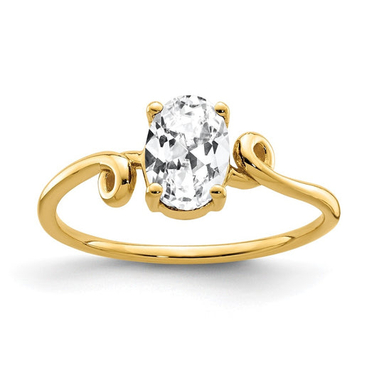 14k Yellow Gold 7x5mm Oval Cubic Zirconia Ring