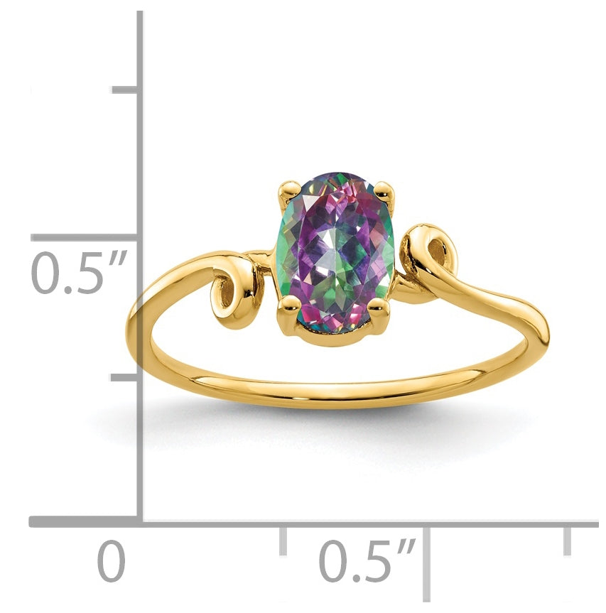 14K Yellow Gold Polished Mystic Fire Topaz Ring