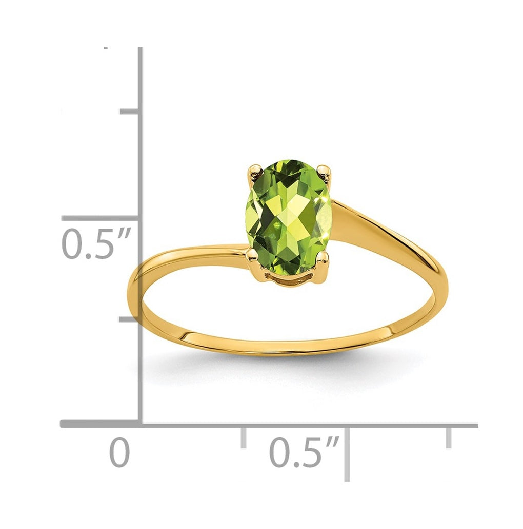 14K Yellow Gold 7x5mm Oval Peridot ring – Elegant Jewelry Gift for Birthday, Anniversary, Engagement, Wedding