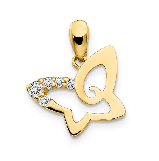 14k Yellow Gold Cubic Zirconia Children's Butterfly Pendant