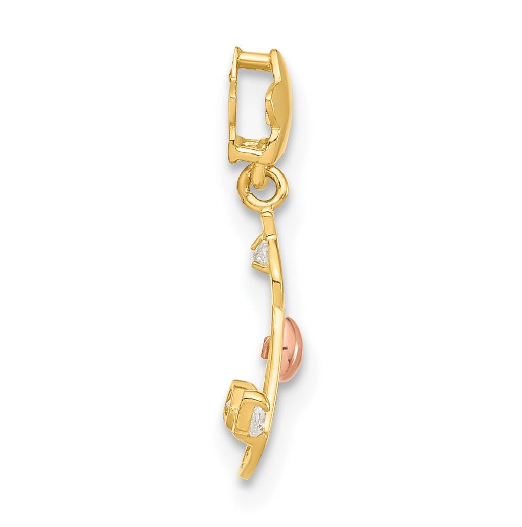 14k Yellow and Rose Gold Cubic Zirconia Children's Rocking Horse Pendant