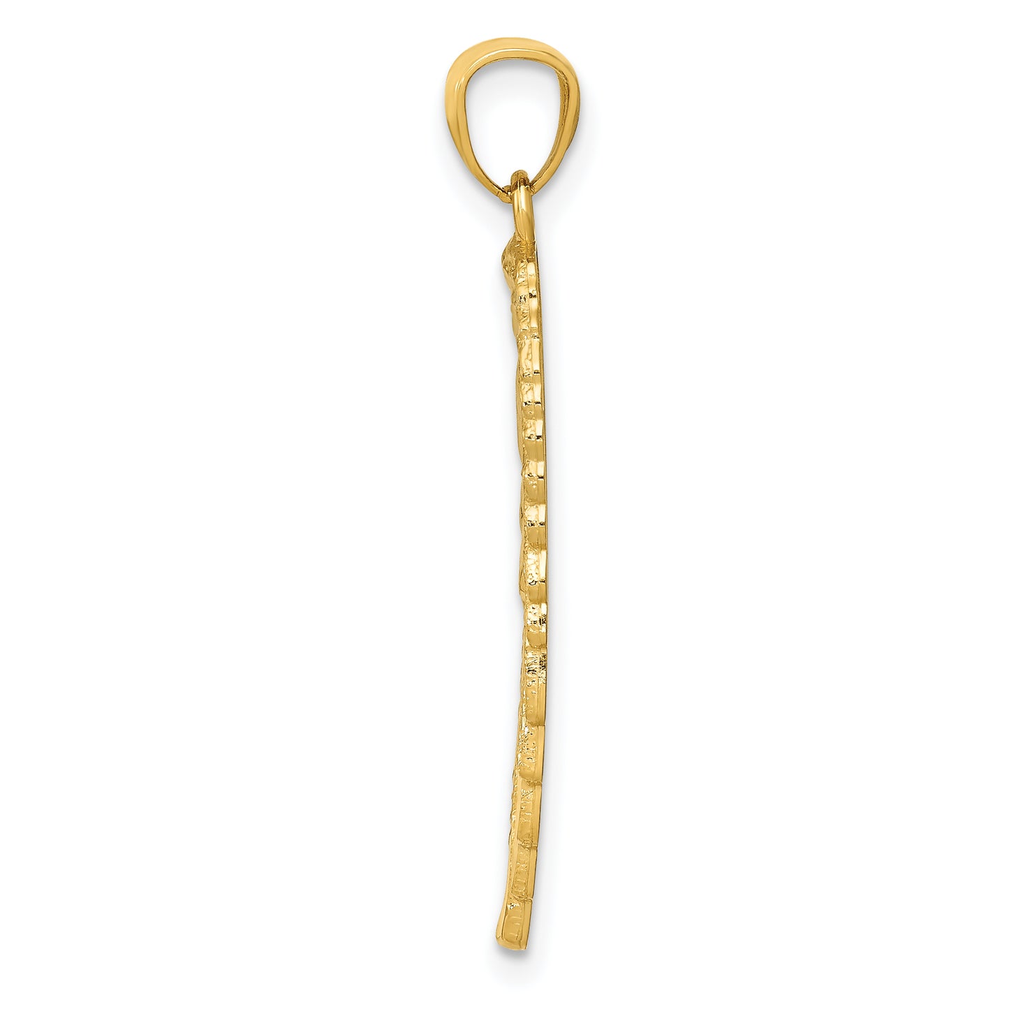 14K Yellow Gold Polished and Textured Angel Wing Pendant
