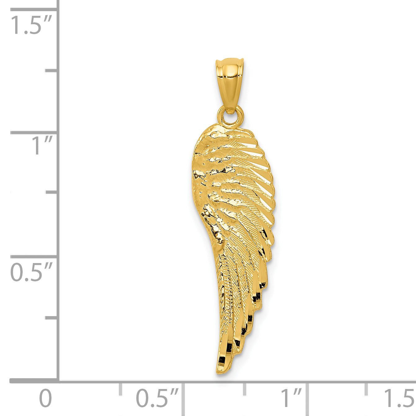14K Yellow Gold Polished and Textured Angel Wing Pendant