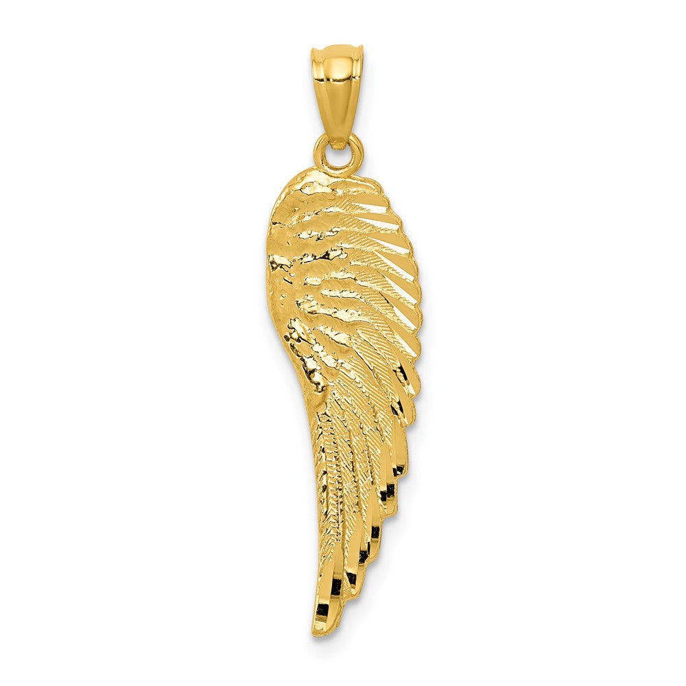 14K Yellow Gold Polished and Textured Angel Wing Pendant