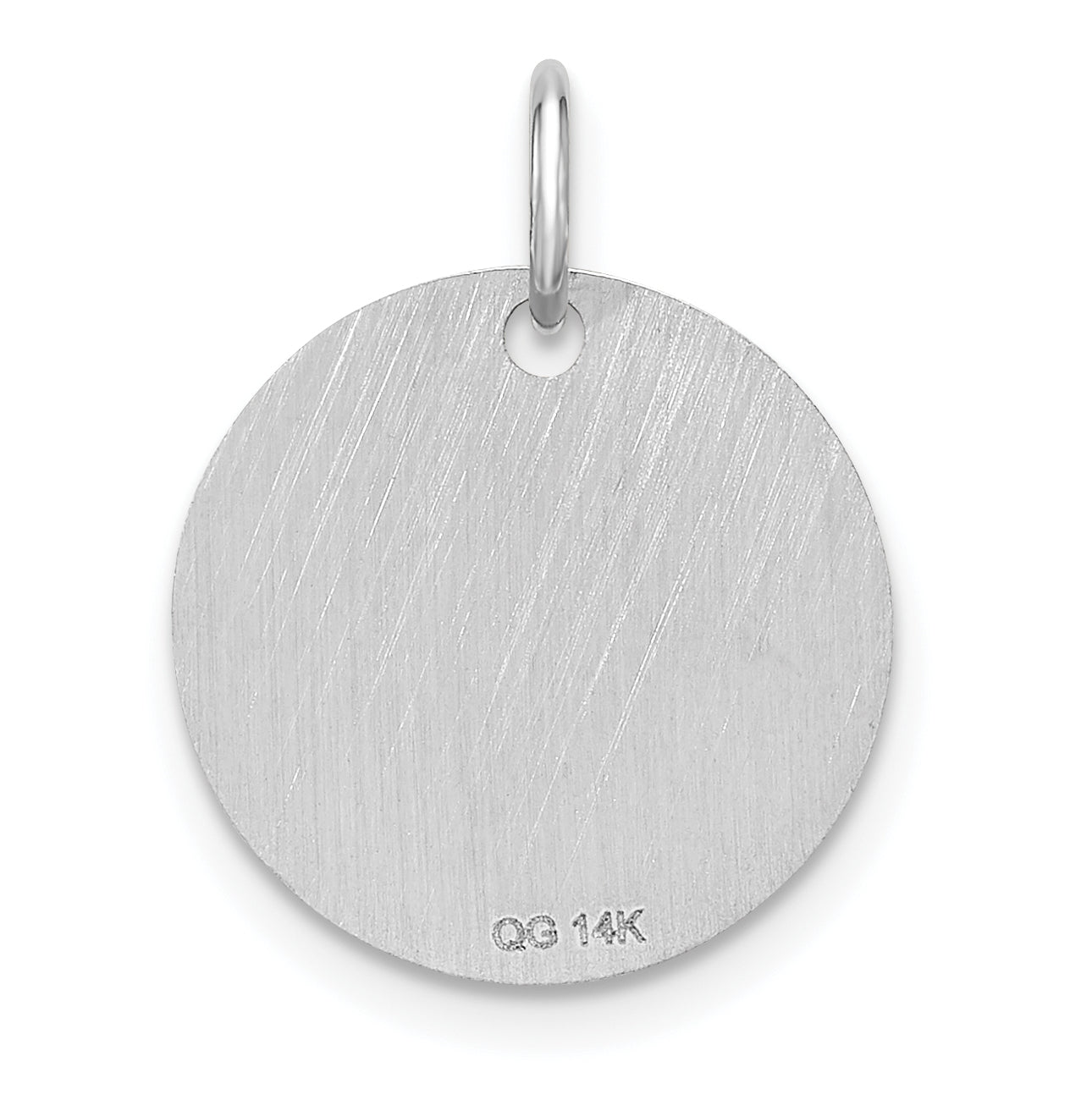 14K White Gold Polished Black Enamel Letter L Initial Disk Charm
