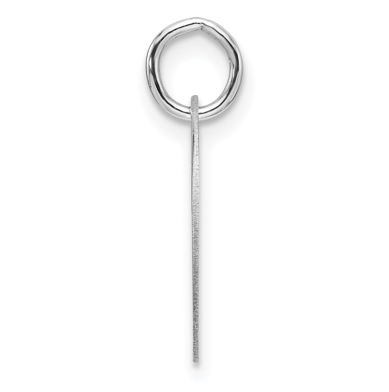14K White Gold Polished Black Enamel Letter O Initial Disk Charm