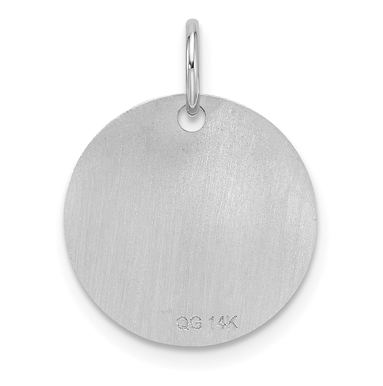 14K White Gold Polished Black Enamel Letter O Initial Disk Charm