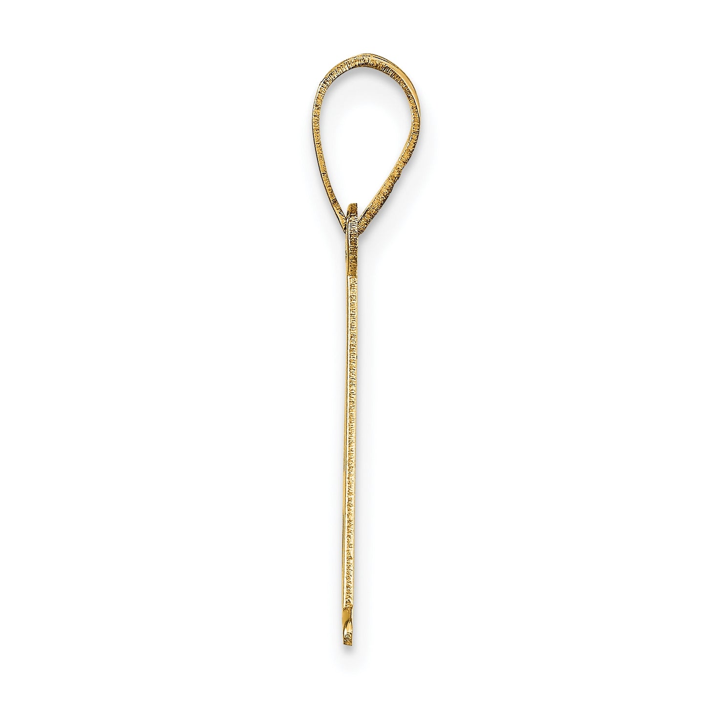 14K Yellow Gold Polished Etched Letter A Initial Pendant