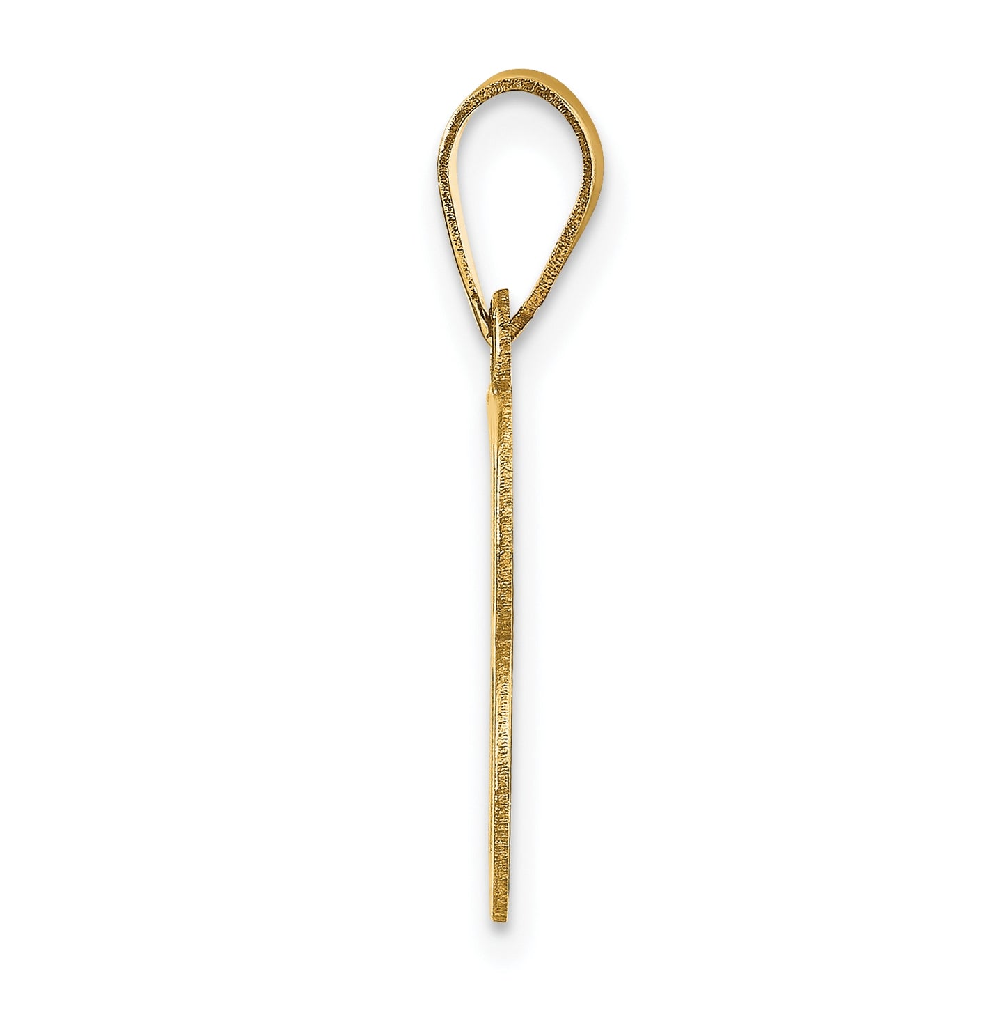 14K Yellow Gold Polished Etched Letter B Initial Pendant