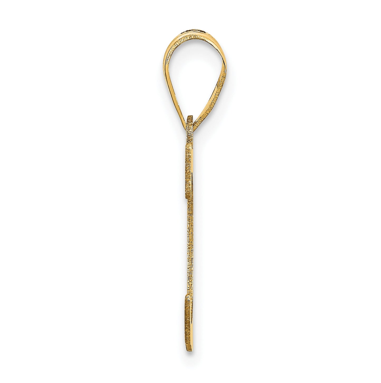14K Yellow Gold Polished Etched Letter C Initial Pendant
