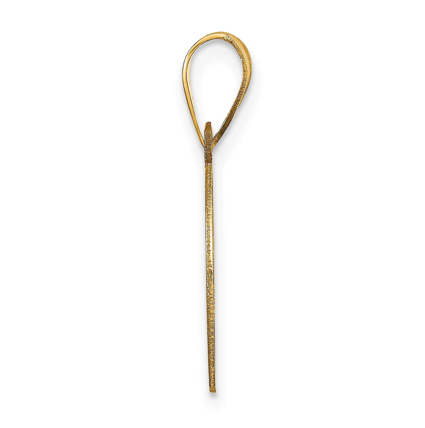 14K Yellow Gold Polished Etched-Letter D Initial Pendant