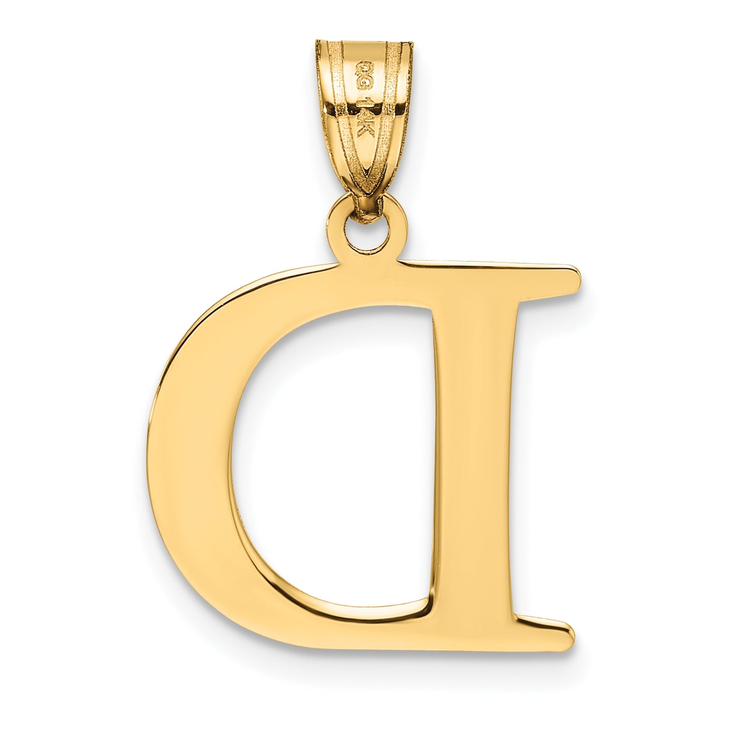 14K Yellow Gold Polished Etched-Letter D Initial Pendant