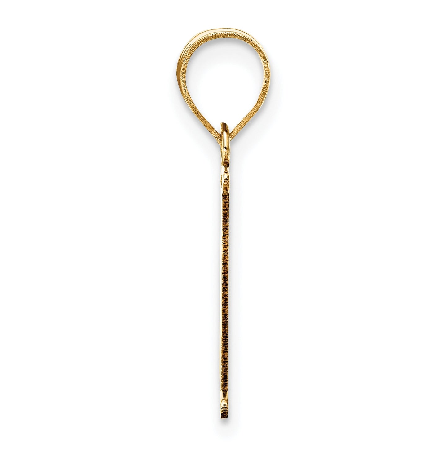 14K Yellow Gold Polished Etched Letter E Initial Pendant