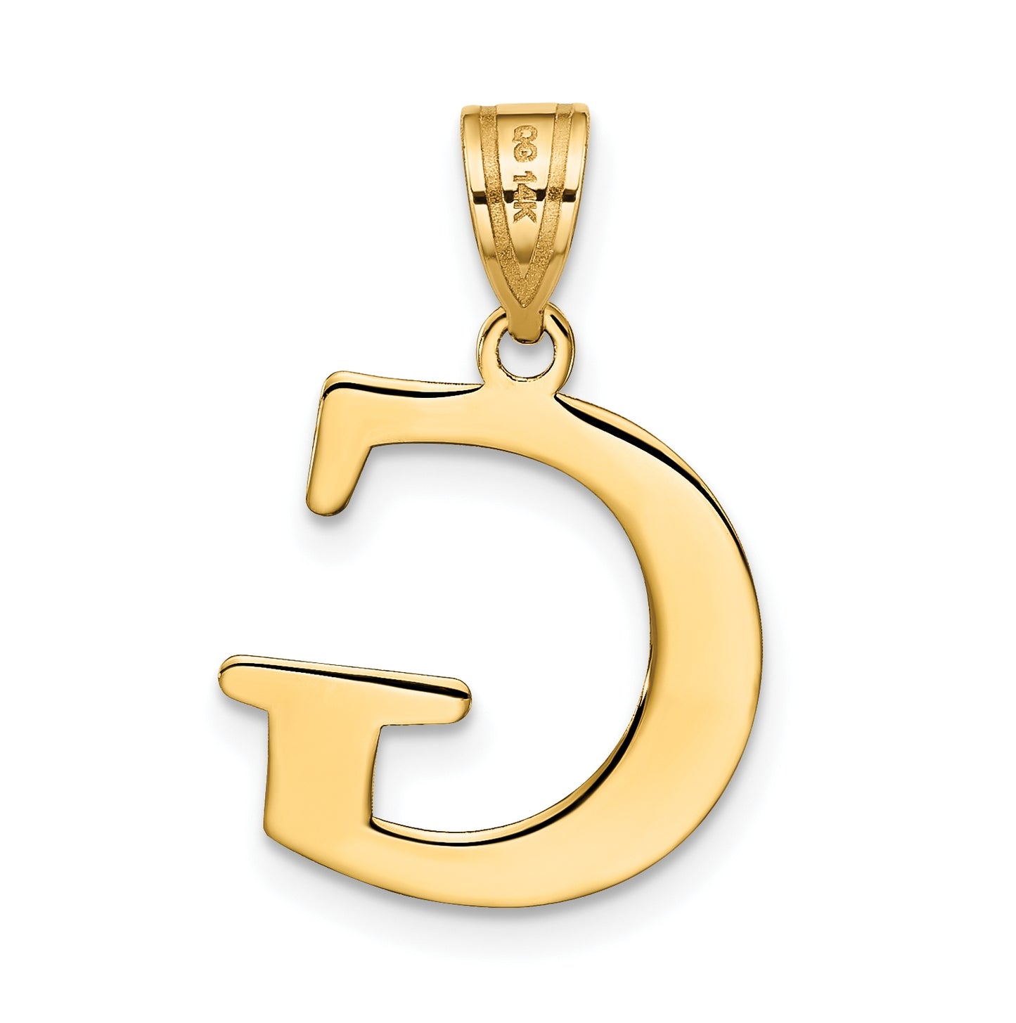14K Yellow Gold Polished Etched Letter G Initial Pendant
