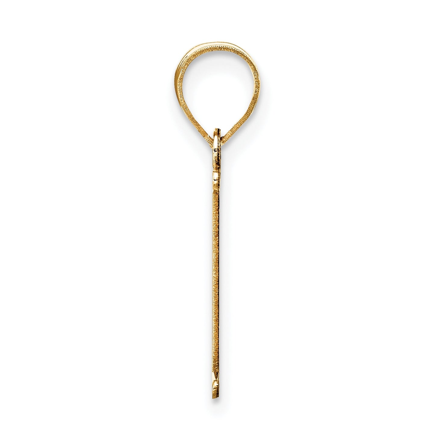 14K Yellow Gold Polished Etched Letter I Initial Pendant