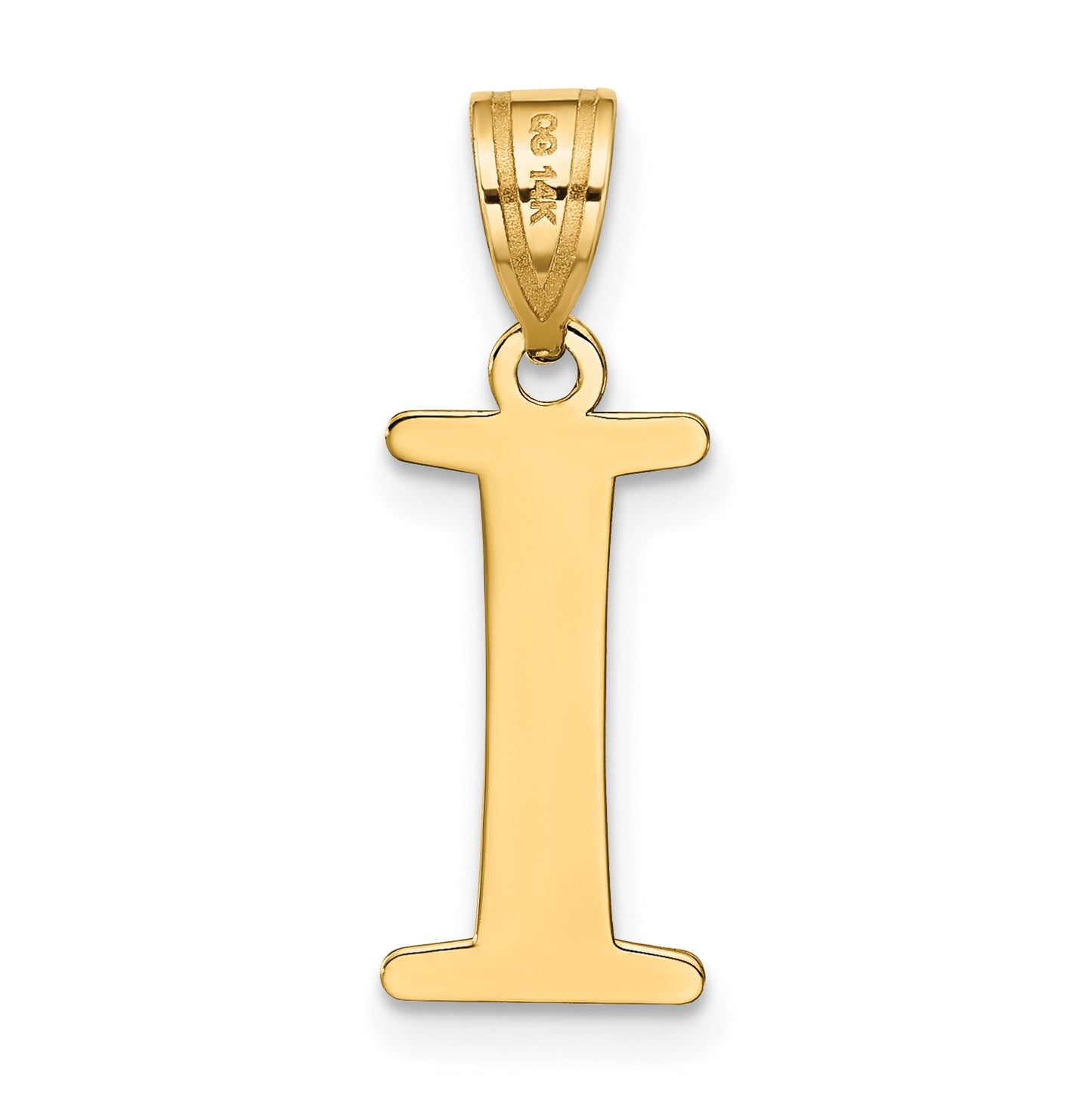 14K Yellow Gold Polished Etched Letter I Initial Pendant