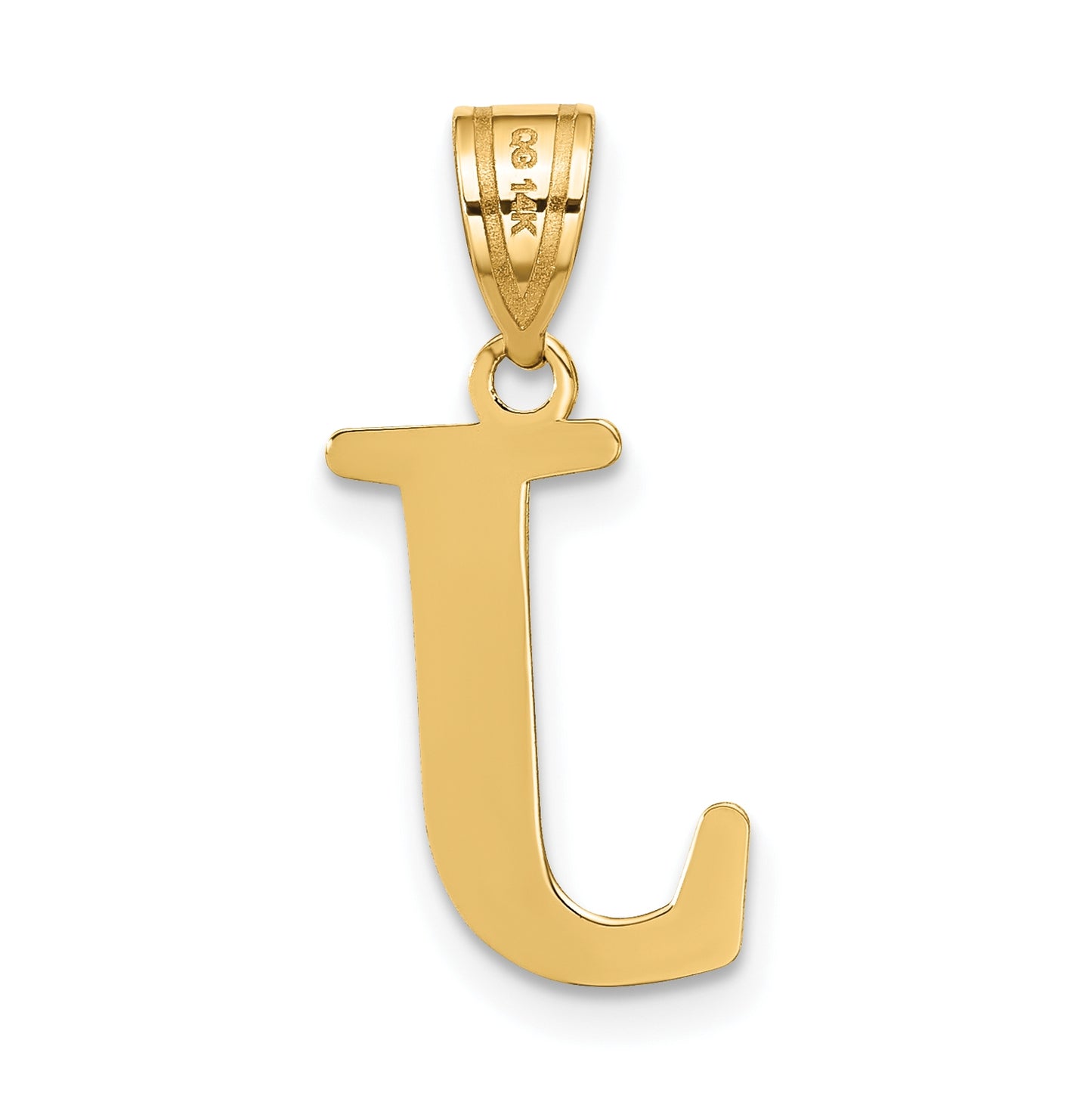 14K Yellow Gold Polished Etched Letter J Initial Pendant