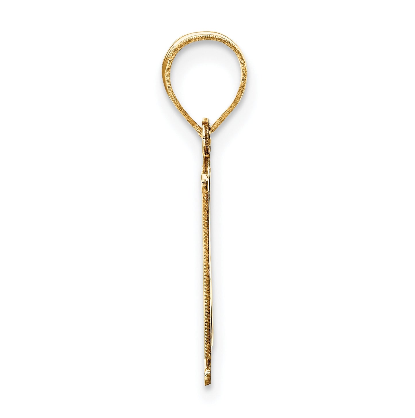 14K Yellow Gold Polished Etched Letter K Initial Pendant