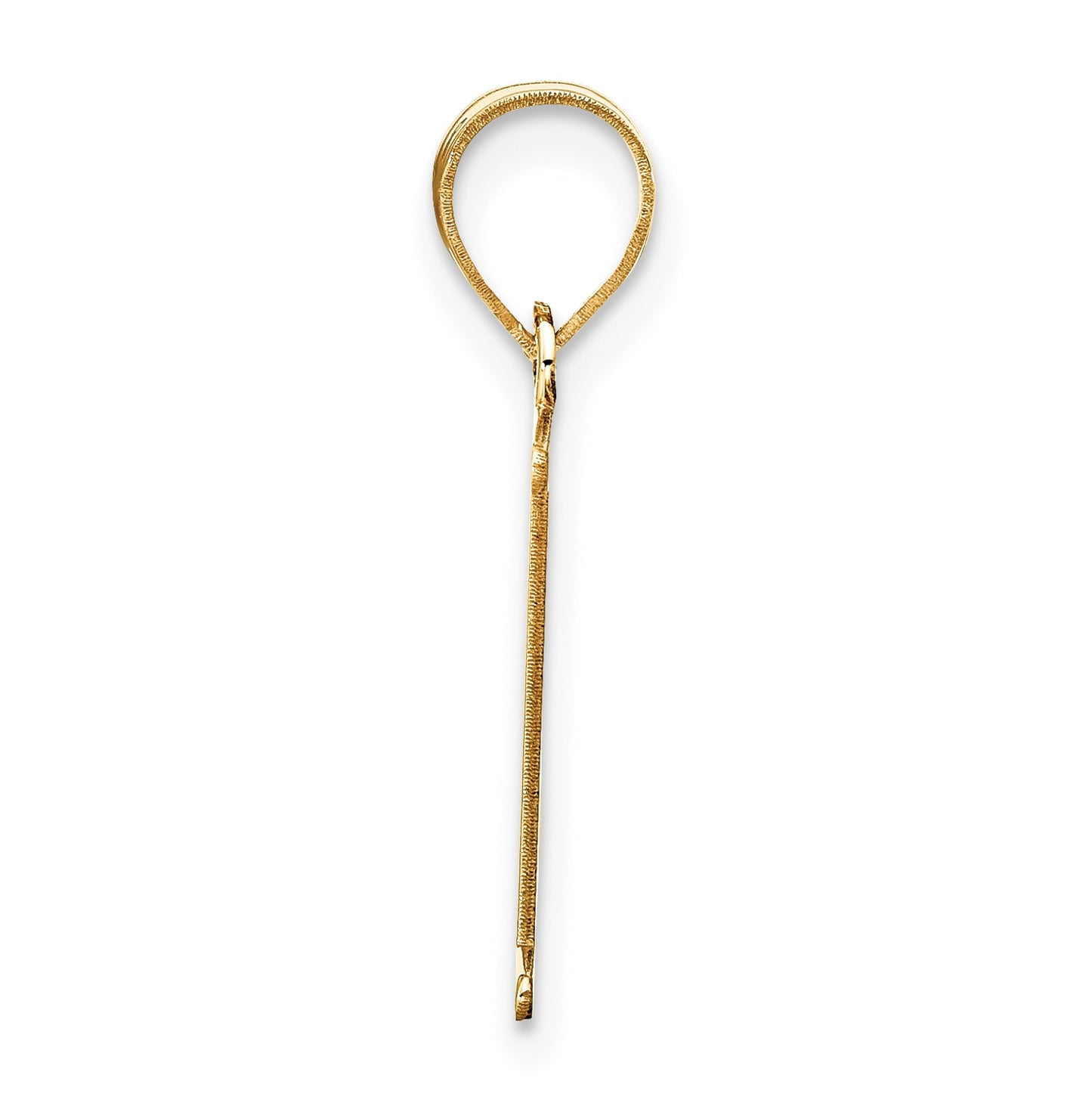 14K Yellow Gold Polished Etched Letter L Initial Pendant