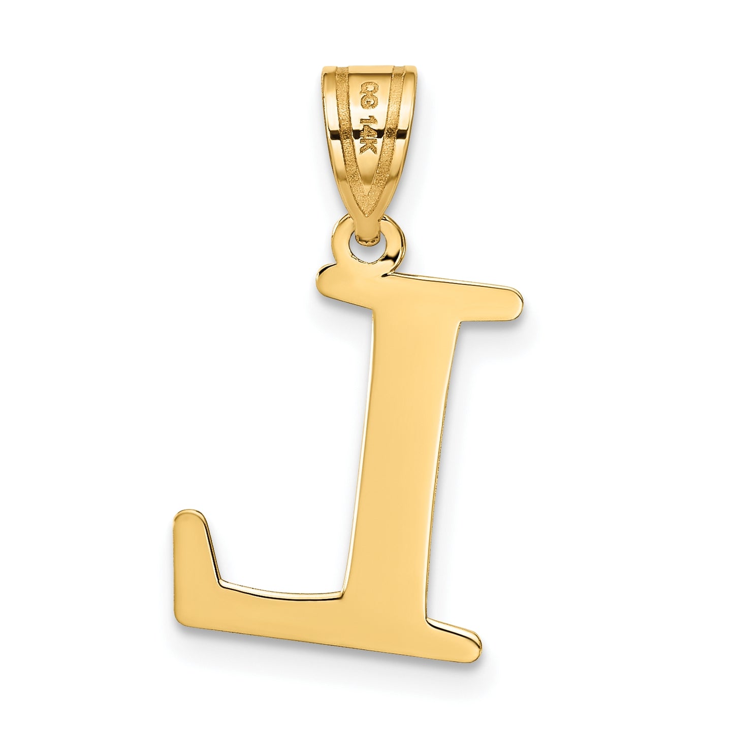 14K Yellow Gold Polished Etched Letter L Initial Pendant